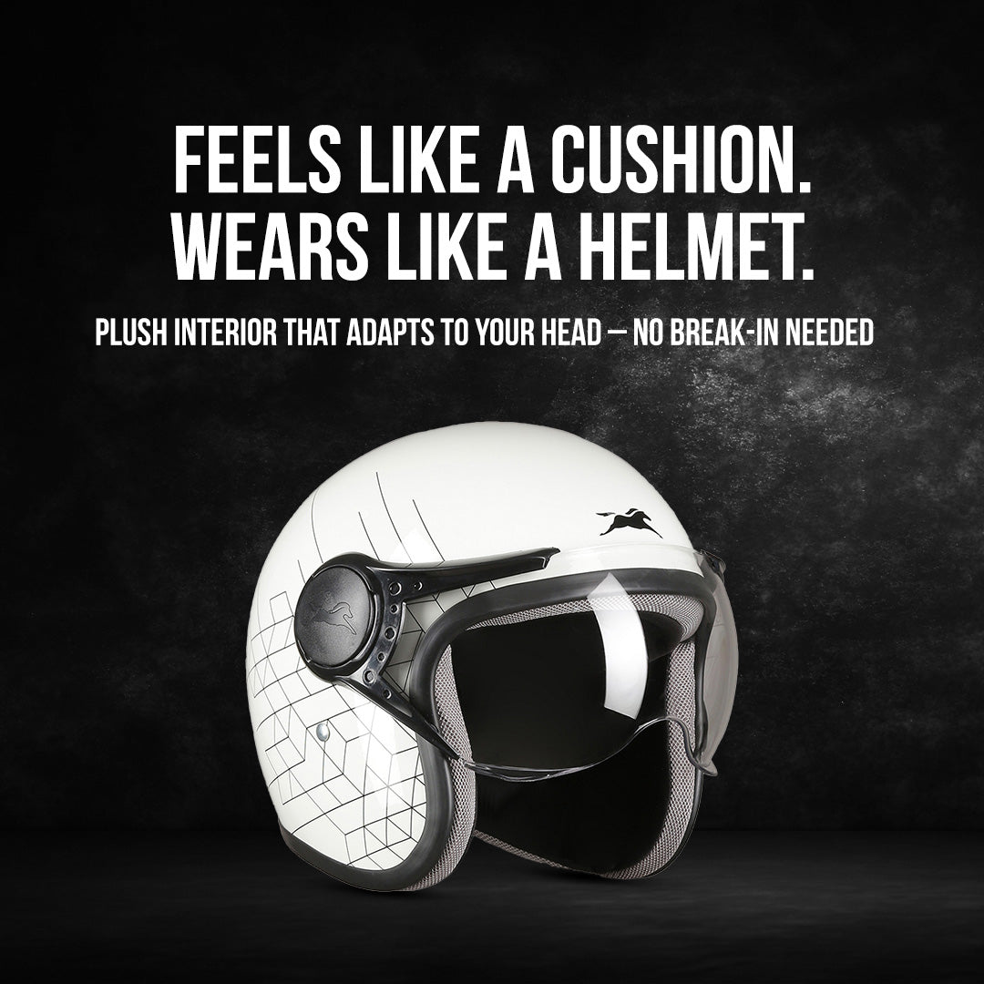 TVS Cruisetown Open Face Helmet – Stylish & Safe Helmet for Riders | ISI & DOT Certified | Premium Protection for Men & Women | Comfortable, Durable & Lightweight Design with Visor